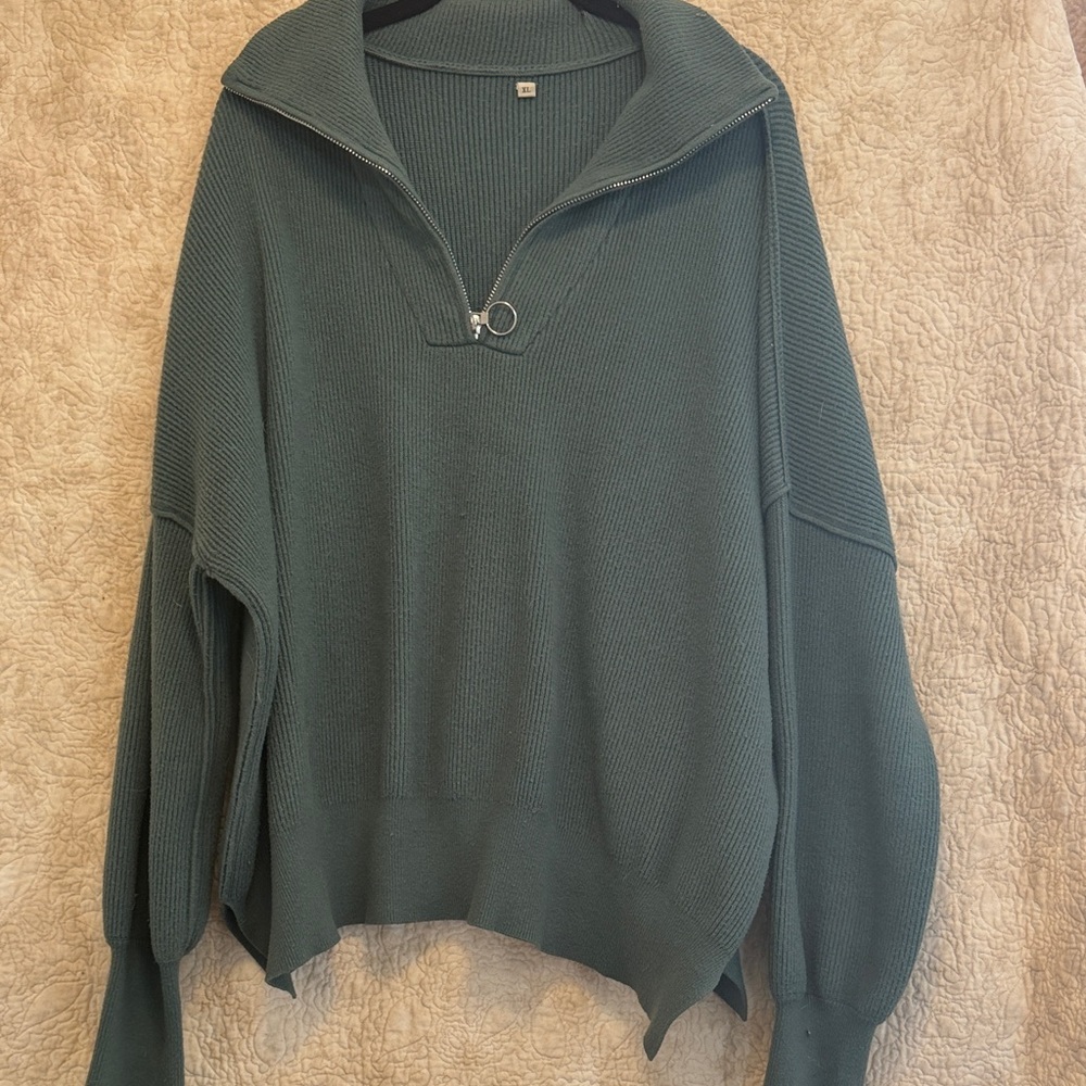 Elegant Forest Green V-Neck Sweater